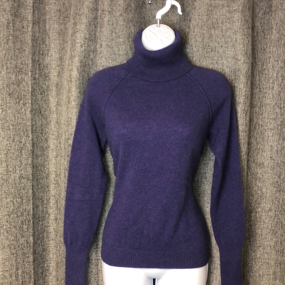 VINTAGE MARIA CHRISTINA 100% CASHMERE PURPLE TURTLENECK SWEATER M